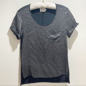 SHADES OF GREY MICAH COHEN Women’s Charcoal Short Sleeve Silk Front Tee Size S
